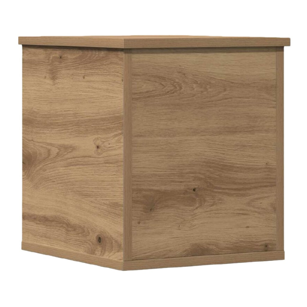 Caja de almacenamiento tipo madera con tapa, color marrón claro