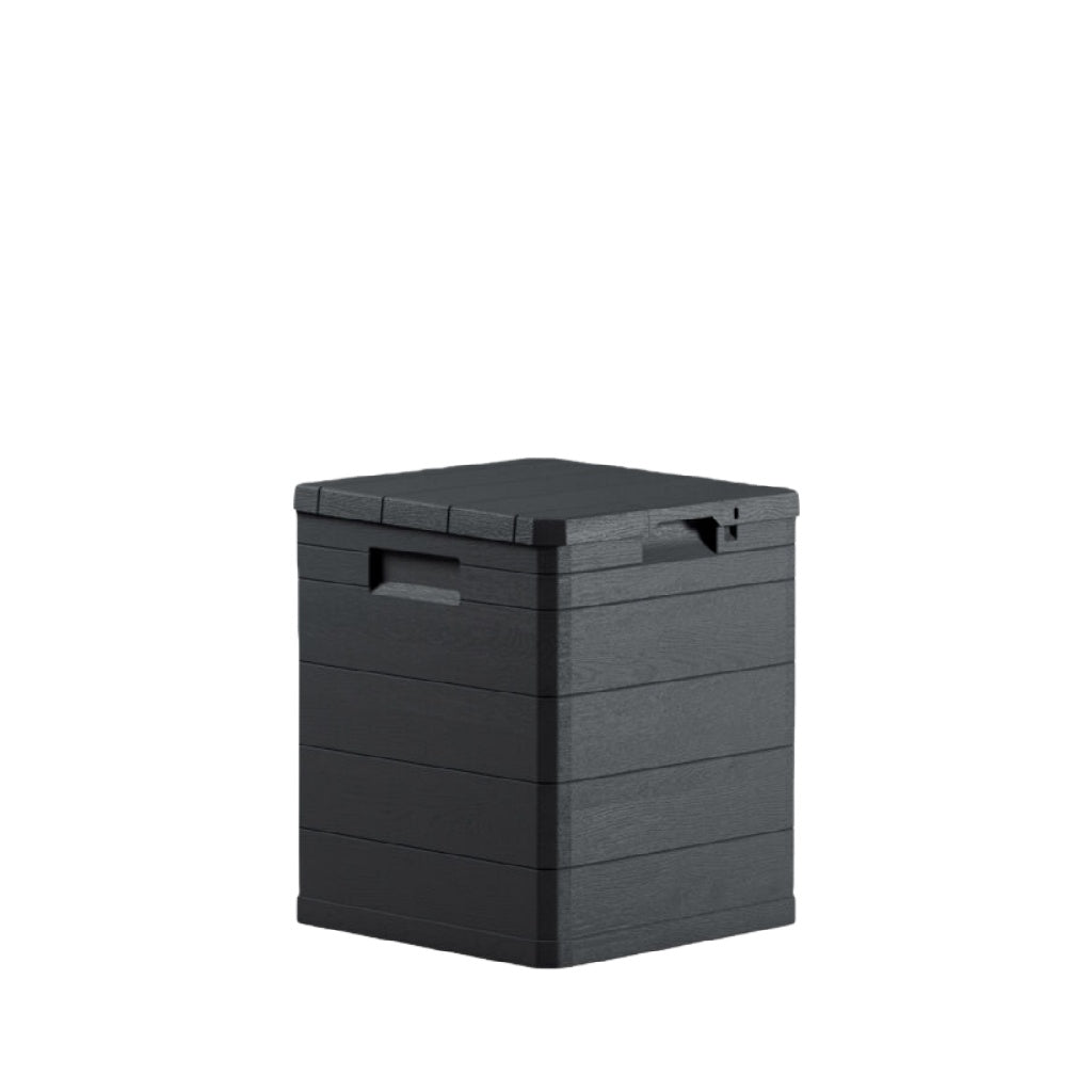 Caja de almacenamiento tipo madera con tapa, color negro