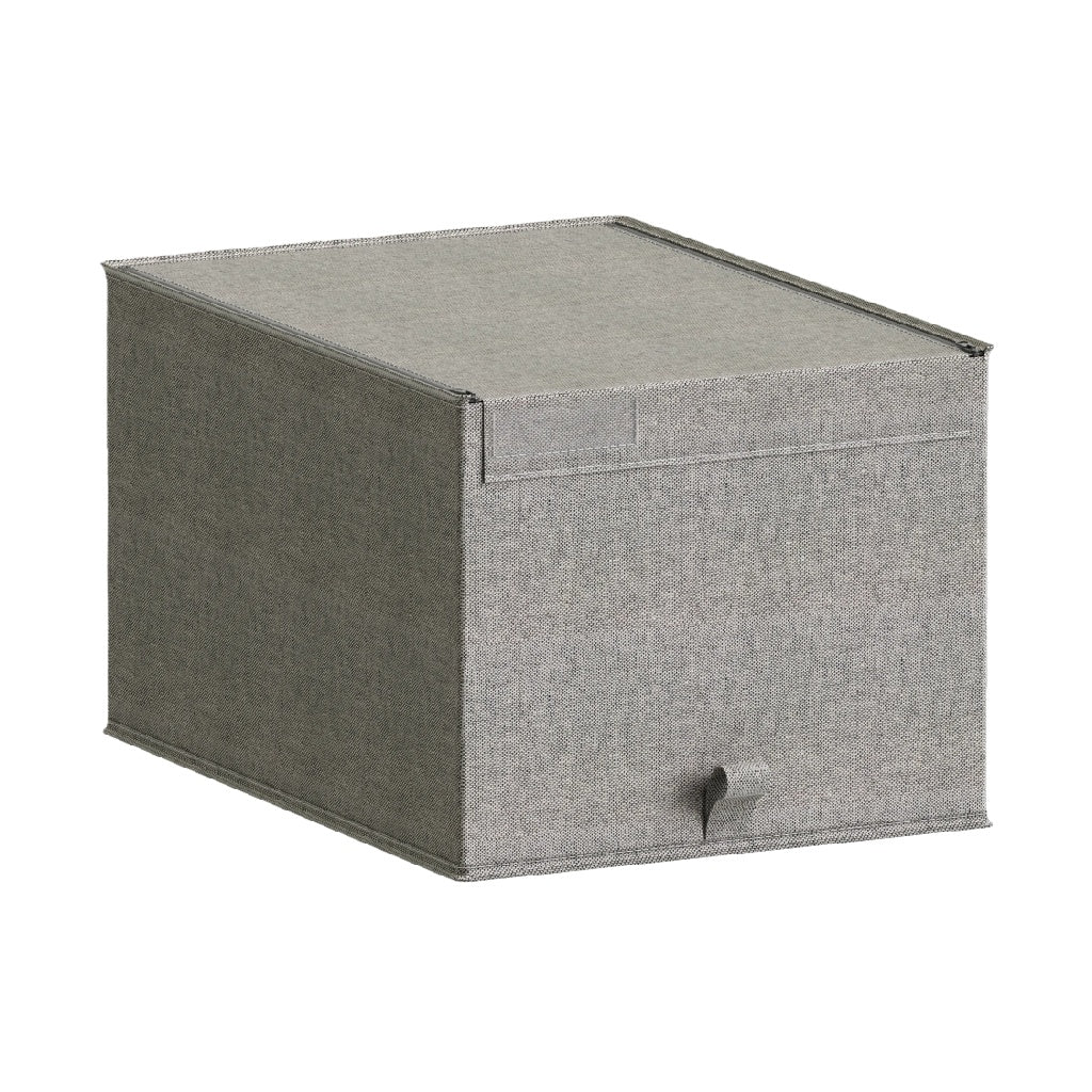 Caja de almacenamiento plegable de tela gris con tapa y asa