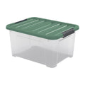 Caja de Almacenamiento de Plástico con Tapa y Asas, Transparente con Tapa Verde
